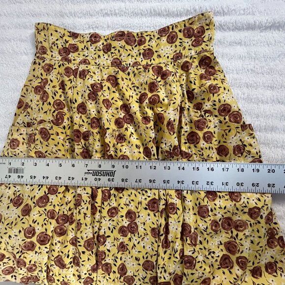 Plenty By Tracy Reese Women Size 4 Floral A-Line Midi Skirt Yellow Brown Pockets - Picture 8 of 9
